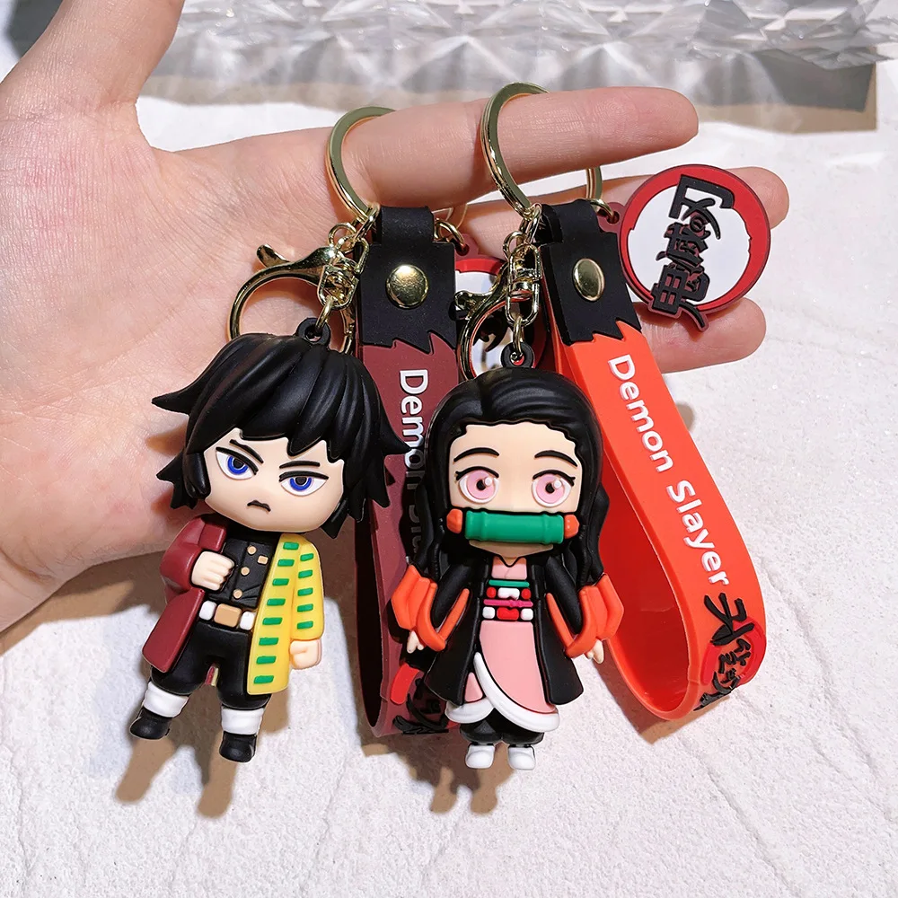Halloween Demon Slayer Anime Characters Keychain Creative Backpack Car Keyring Couple Christmas Gift for Fans