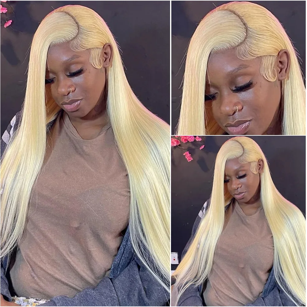 40 46 Inch Blonde 613 Straight Brazilian 13x4 HD Lace Front Human Hair Wig For Women 13x6 Transparent Lace Frontal Wigs Pre Plucked - view 4