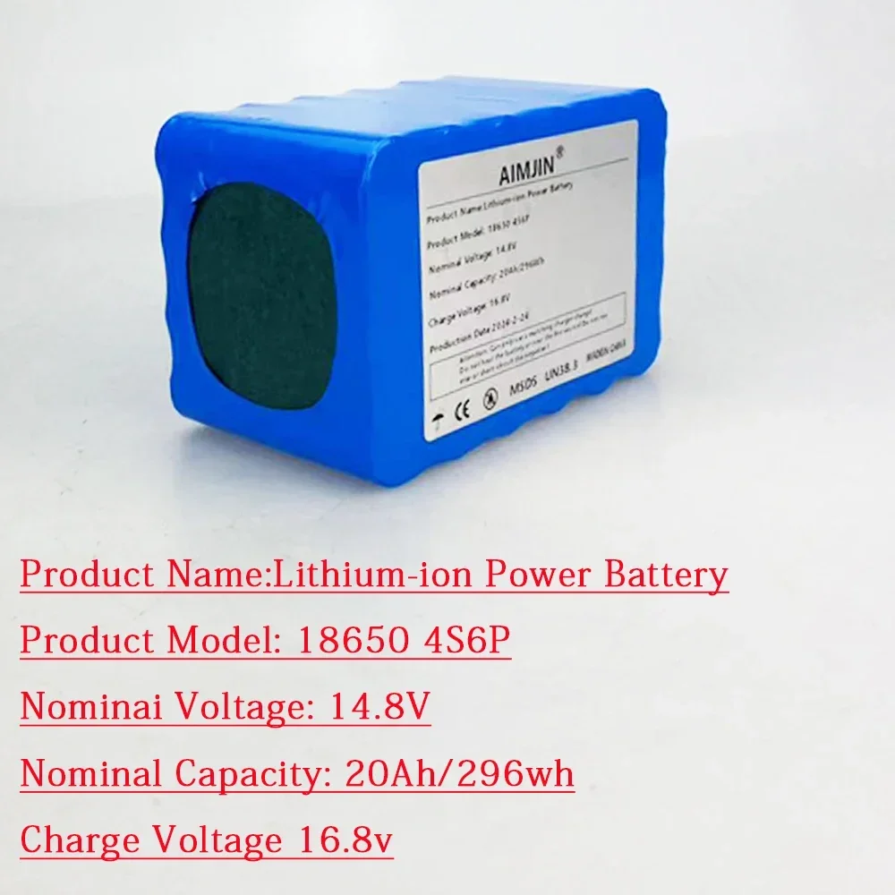 4S6P14.8V 20Ah 18650 بطارية ليثيوم أيون حزمة ليلة مصباح الصيد سخان التعدين بطاريات مكبر للصوت مع BMS