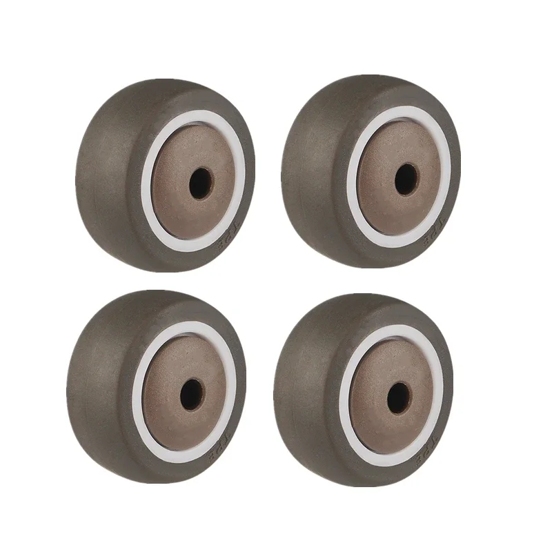 4 Packs Brown TPE Elastic Rubber Bearing Single Wheel Pulley 1-4 Inch Sizes for Furniture Rollers And Small Accessories