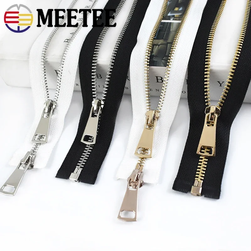 1Pc 5# 60-150cm Metal Zipper Single Double Slider Zippers Backpack Jacket Decorate Zip Repair Kit Bag Clothes Sewing Accessories