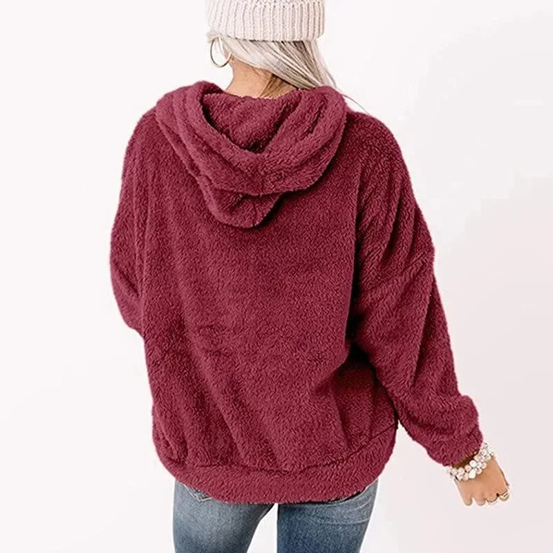 Fleece Sweatshirts Women Autumn Winter Plush Warm Fluffy Hoodies Loose Hoodie Tops Long Sleeve Harajuku Femele Sherpa Pullovers