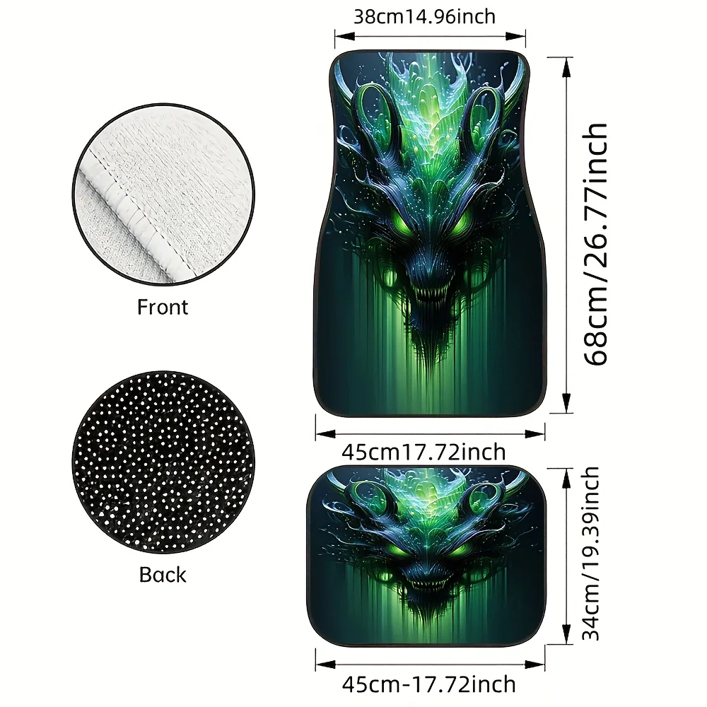 4pcs Fluorescent Alien Pattern Car Floor Mats Set, Creature Print Pattern, Universal For Front And Rear