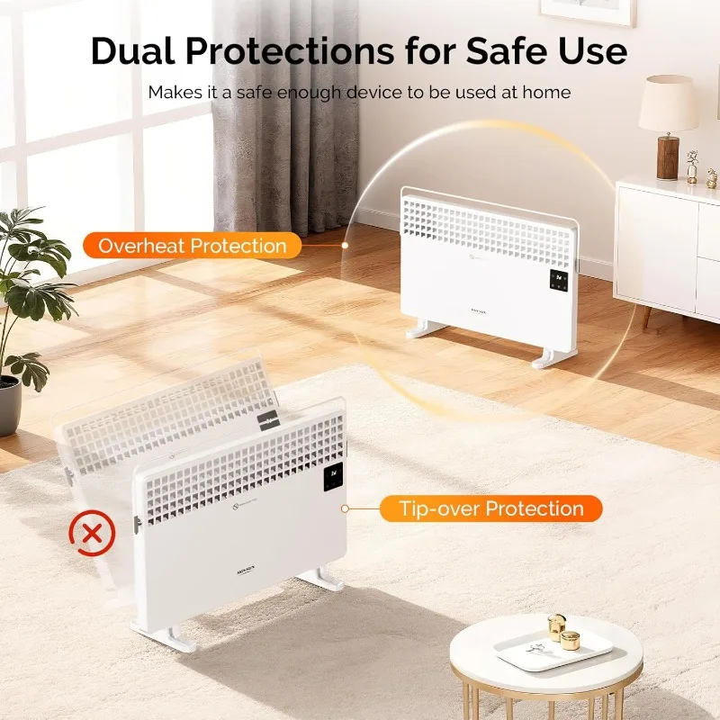 ROVSUN 1500W Wall Heater with Remote Control, Clothes Rack, LCD Touch Screen & Temperature Adjustment, for Indoor Use, 2 Packs
