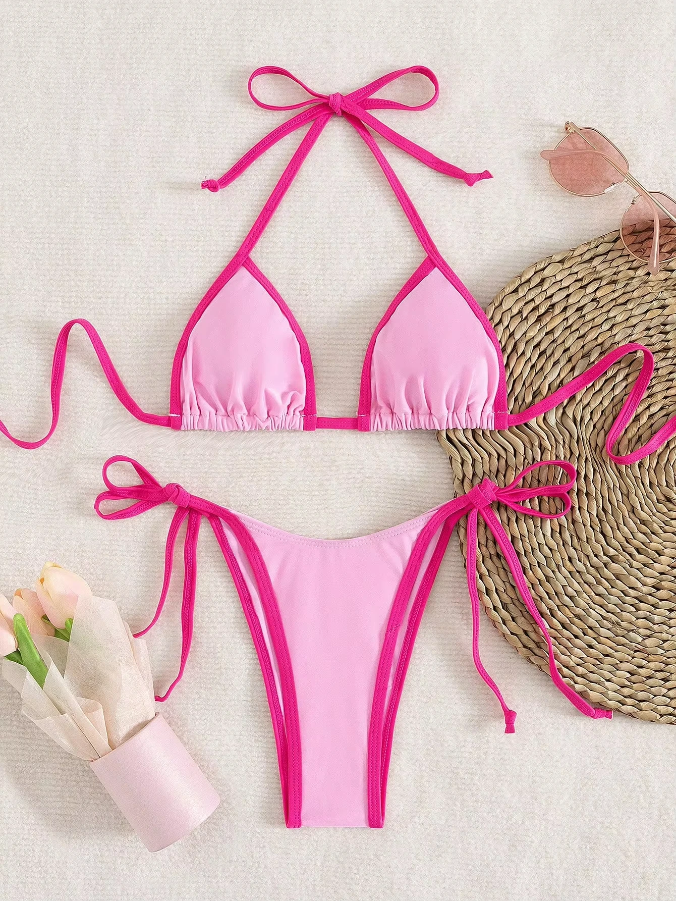 Sexy Contrast Color Separates Micro Bikini Women's Swimsuit Female Swimwear Mini Thong Bikinis Set Two-piece Bathing Suit