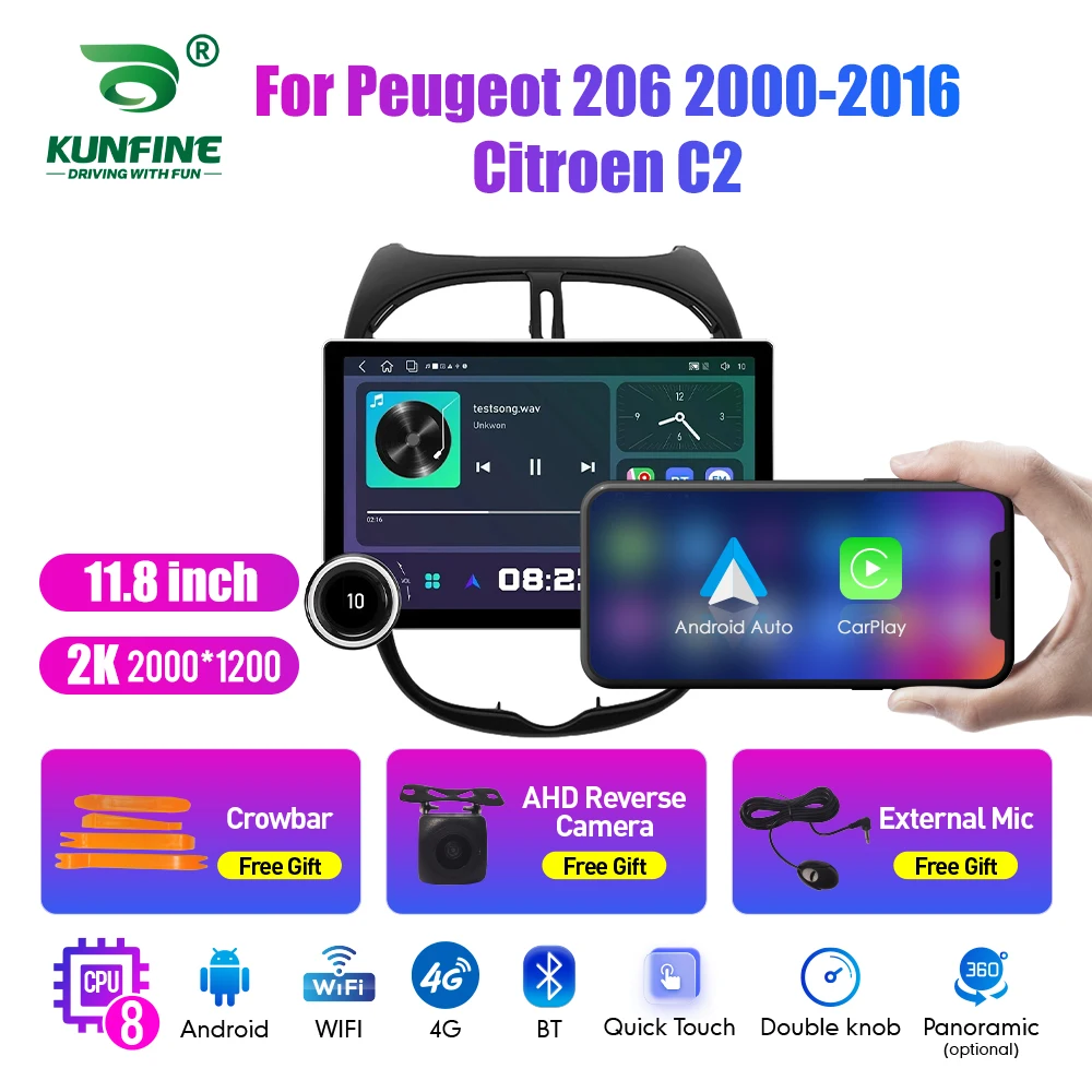 

11.8 Inch 2K Double Knobs 2 Din Car Radio For Honda 206 2000-2016 Car Stereo DVD Multimedia Video Player Carplay Headunit Wifi