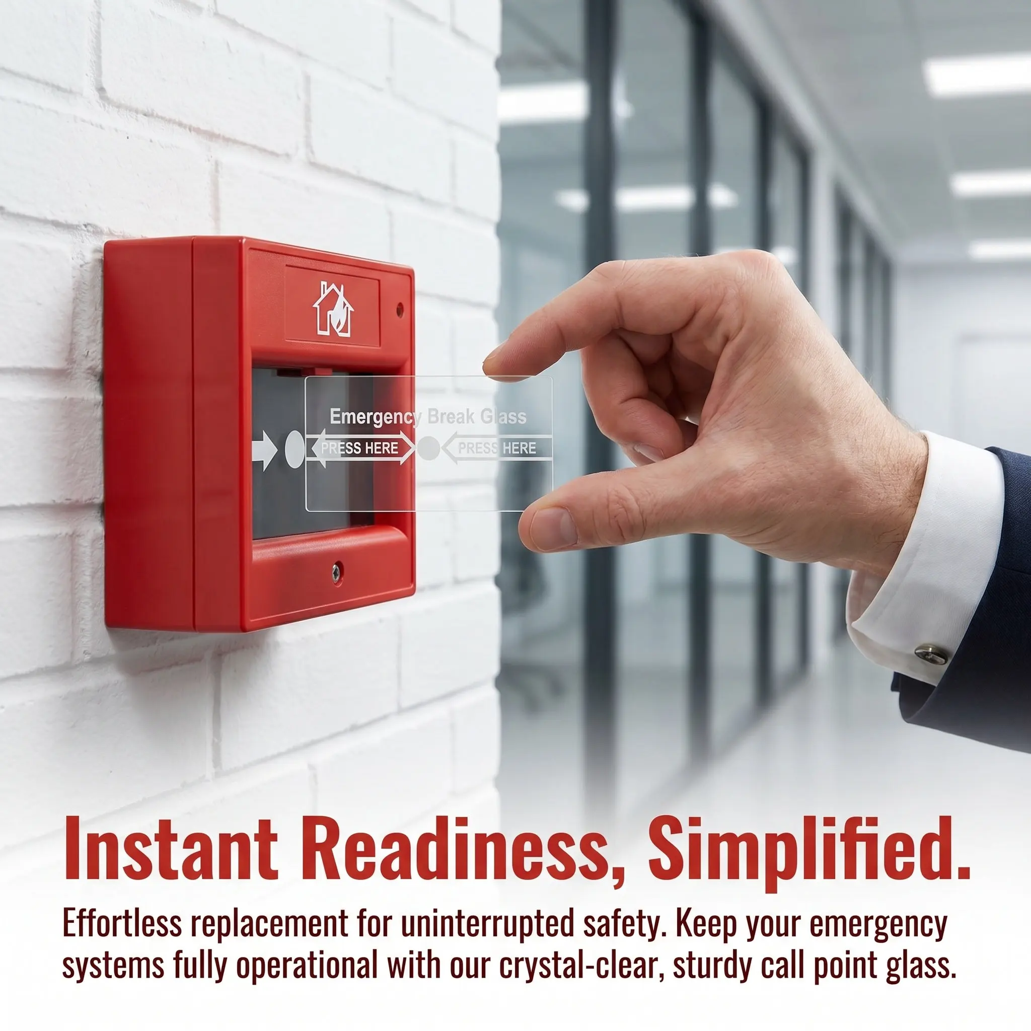 8Pcs Fire Alarm Break Glass Replacement Clear Protective Cover Manual Call Point High Temperature Resistant Emergency Safety