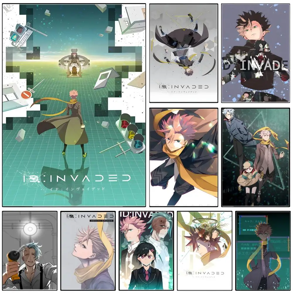 Affiche autocollante en papier imperméable, motif mystère SciFi Anime I-ID INVADED, décoration murale pour café, bar, chambre