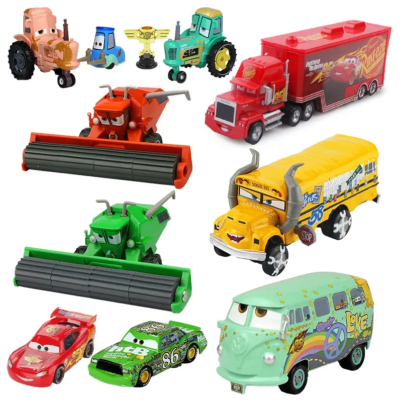 1:55 New Disney Pixar Cars 3 Toys Lightning Mcqueen Mack Uncle Div Fritte Frank Collection Diecast Model Car Toy Children Gifts