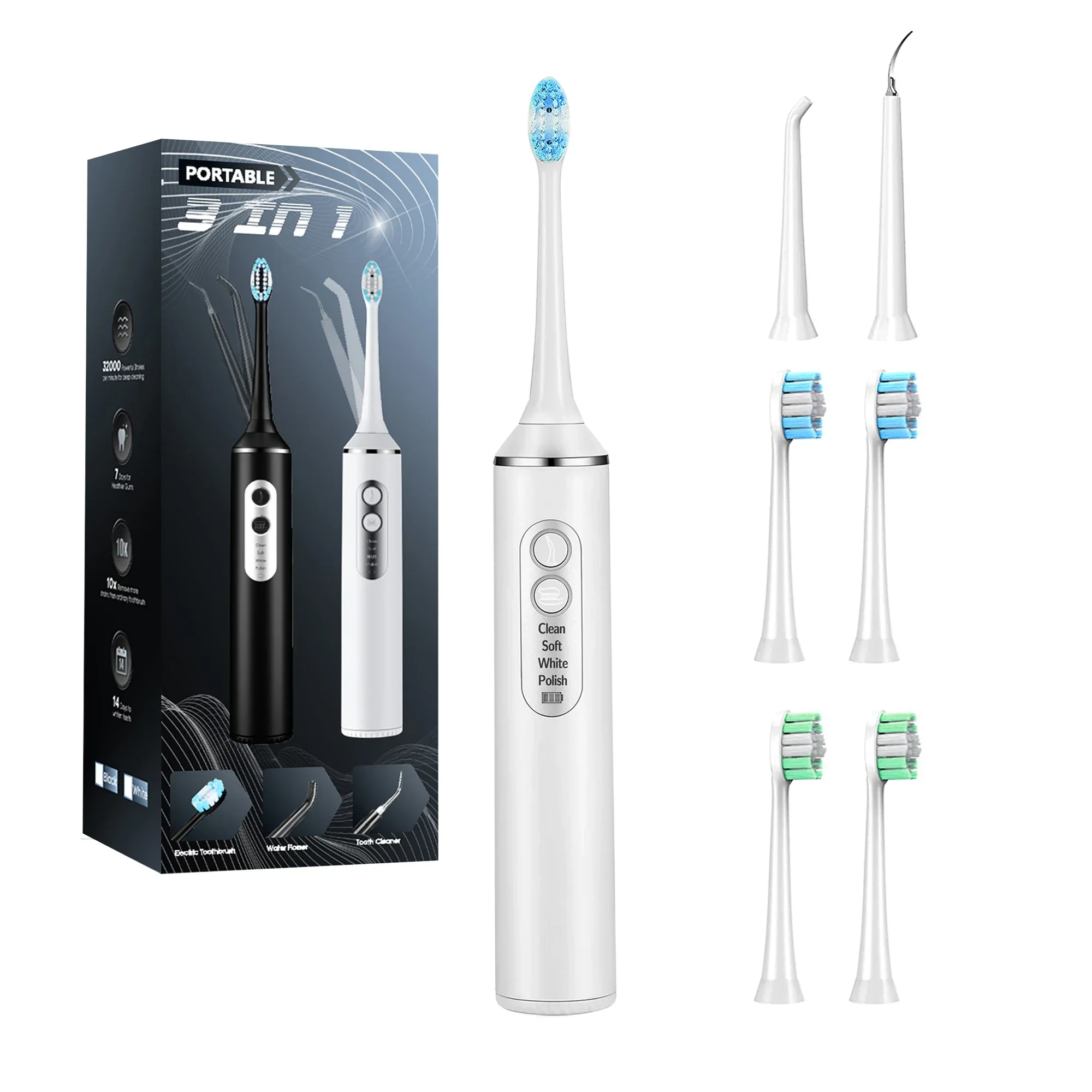 New Trend 3 in 1 Water Flosser and Electric Toothbrush Four Modes Portable Oral Irrigator  and Electric Toothbrush Combination