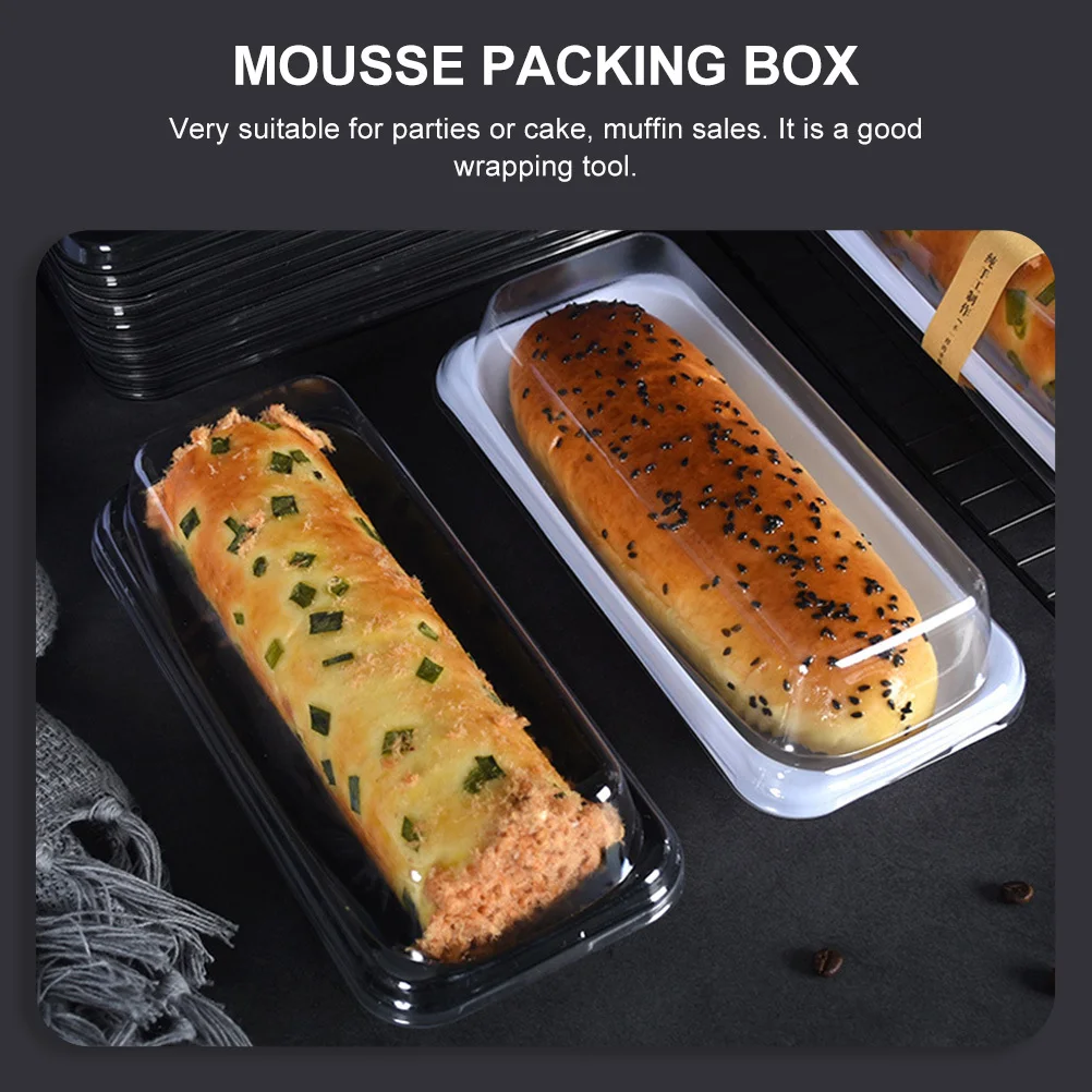 

16Pcs Cake Boxes Transparent Black Firm Closure Bread Packaging Case Dessert Holder Mousse Cake Packing Container