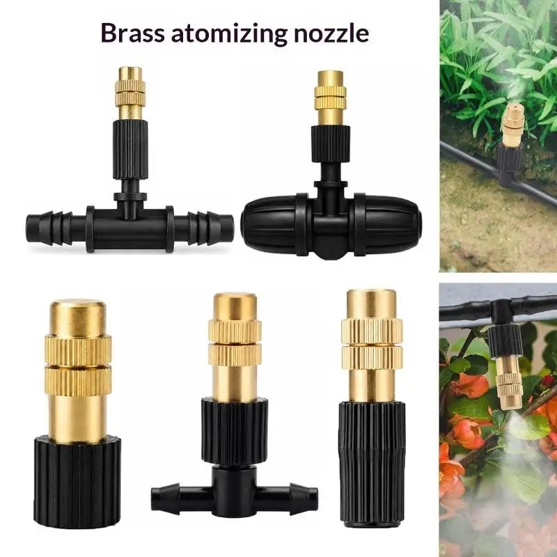 Brass Misting Nozzles Adjustable Corrosion Resistant for Garden Irrigation Hanging Plant Watering Greenhouse Humidifying