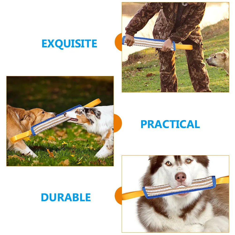 Dog Chew Molar Tug Stick Double Handle Bite Training Outdoor Exercise Reduces Destructive Behavior Fun