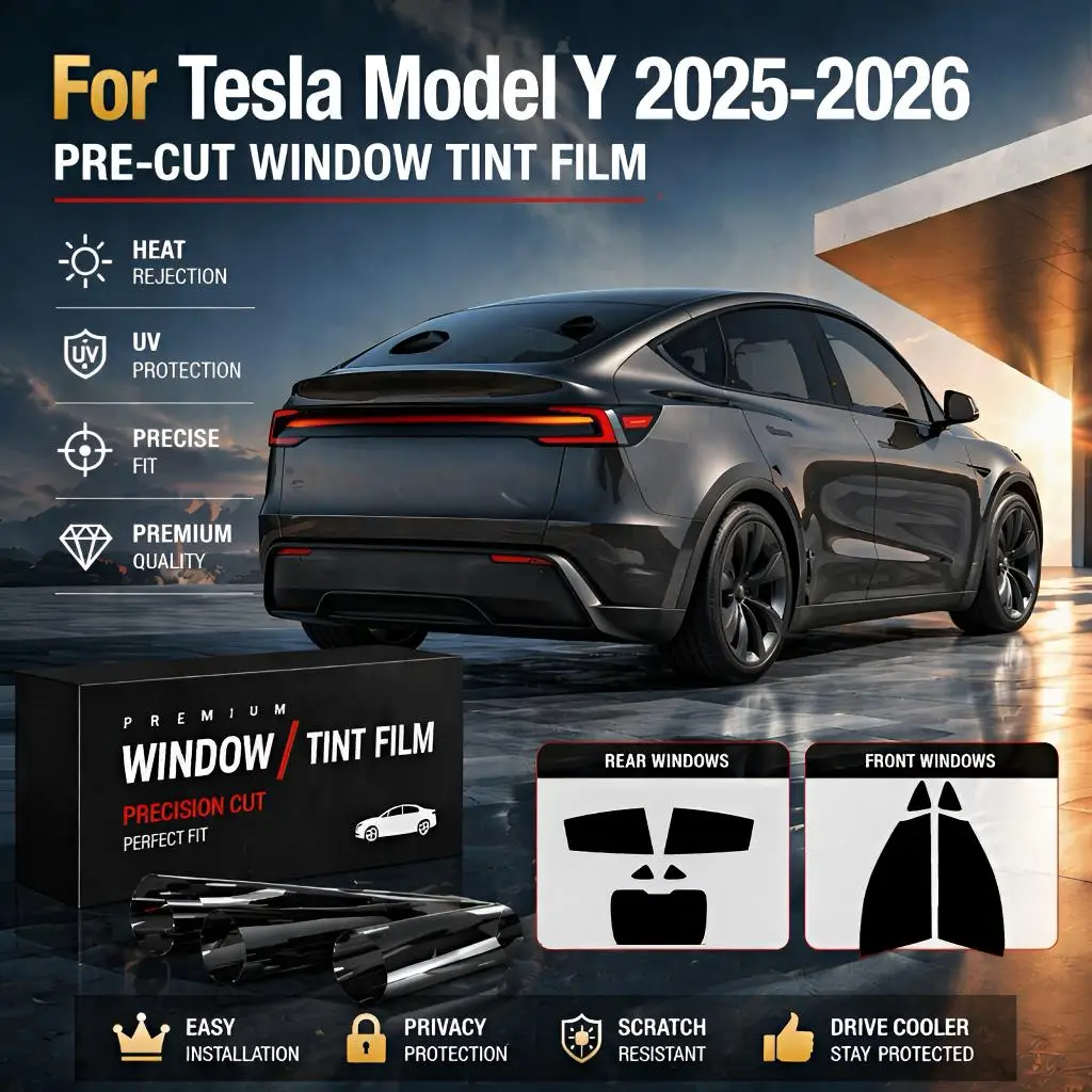Premium Precut Nano Ceramic Window Tint Set, Front & Rear Windows, Rear Windshield for Tesla Model Y Base 2025-2026 Solar Film