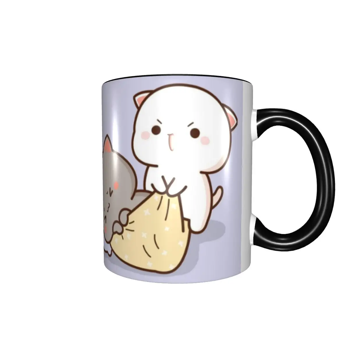 DIY Peach And Goma Mochi Cat Wake Up Ceramic Mugs Coffee Cups Creative Gift