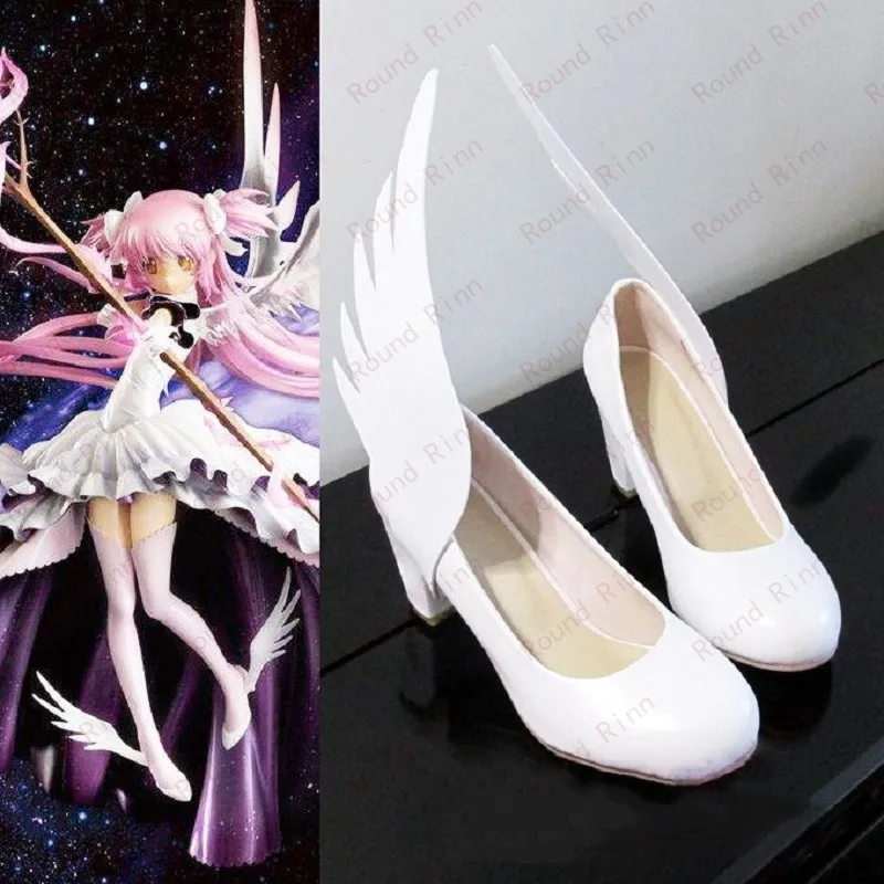 Puella Magi Madoka Magica Kaname Madoka Cosplay zapatos de disfraz de cómic blanco