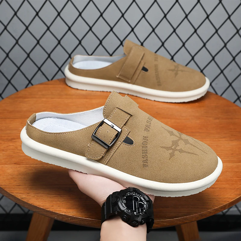 Capispalla da uomo Baotou mezza pantofola 2025 Estate Nuova pantofola pigra alla moda, versatile, traspirante e casual con suola morbida