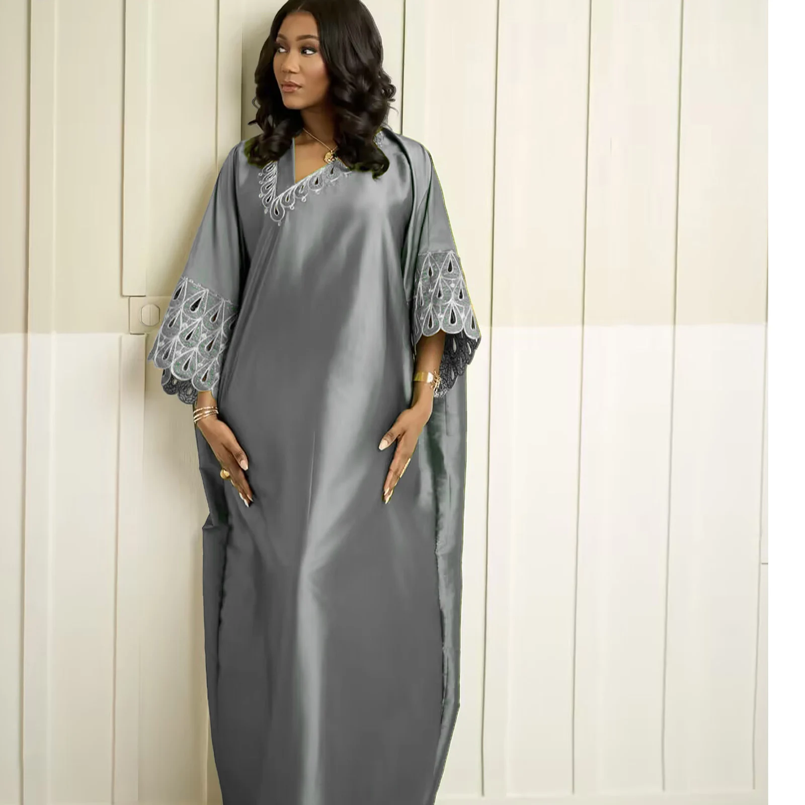 African Dresses For Women Luxury Boubou Material Rich Embroidery Design
