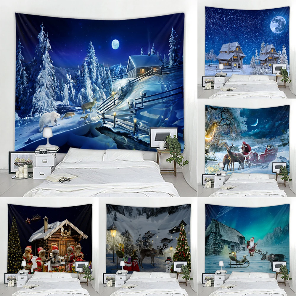 Christmas snowflake decoration tapestry  atmosphere background  home room   