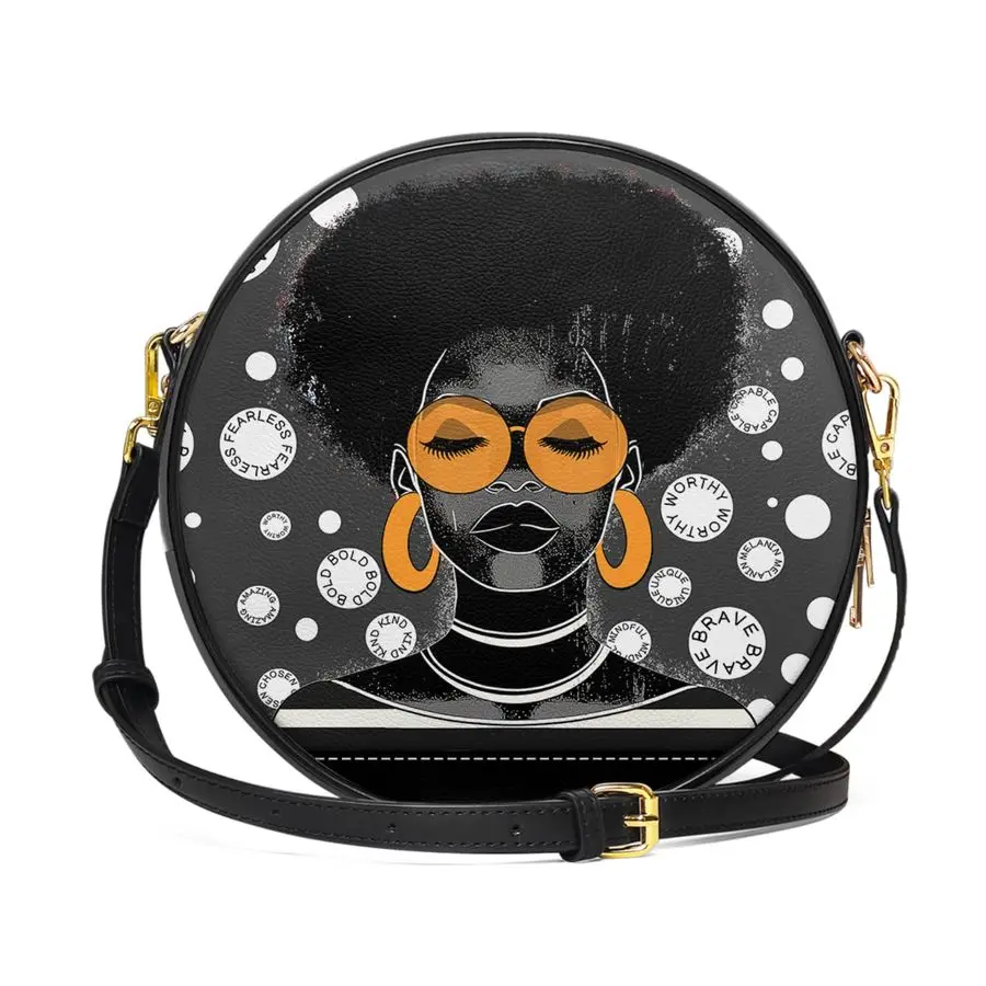 

Womens Circle Crossbody Bag, Premium Vegan Leather, Adjustable Strap, Zipper Closure