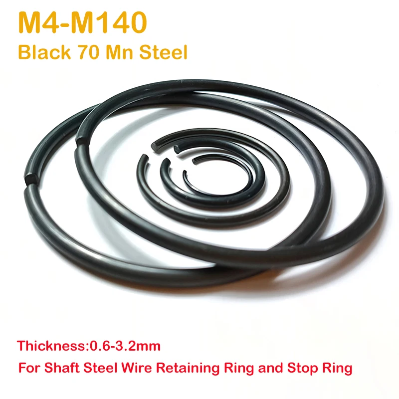 1-50PCS Black 70 Manganese Steel M4 M5 M6 M7 M8-M150 Round Wire Snap Rings For Shaft Steel Wire Retaining Ring and Stop Ring