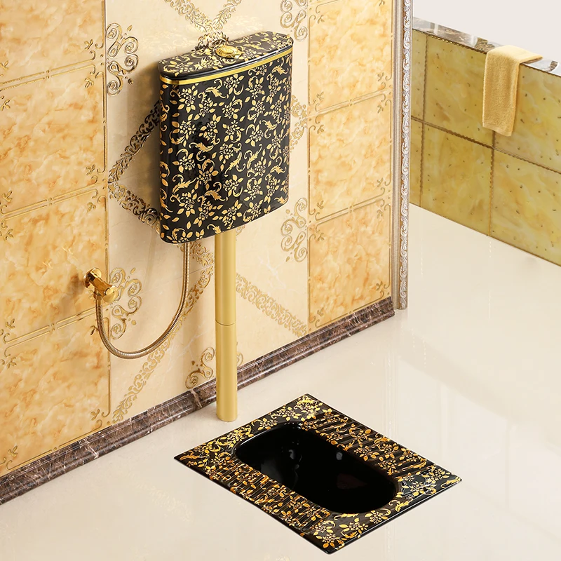 Black deodorant urinal, household gold squatting toilet, bathroom urinal, squatting pit water tank, European squatting toilet