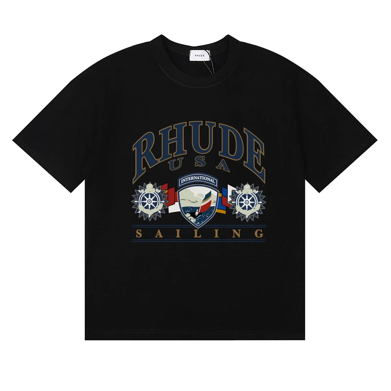 Streetwear Trend Rhude T-shirt Casual logo print korte mouw zomer heren dames hoge kwaliteit katoenen top tee