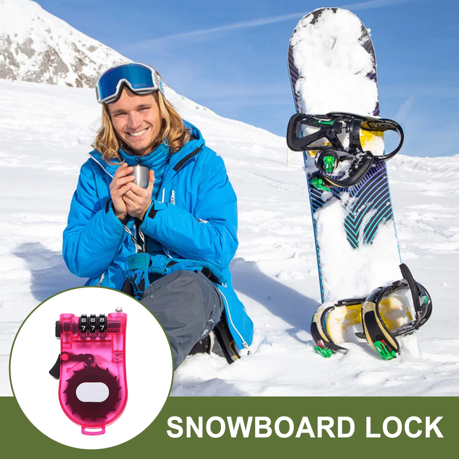 

Anti-Lost Snowboard Lock Heavy Duty Plastic Code Lock for Skis Bikes and Scooters Portable Secure Outdoor Adventure Essential