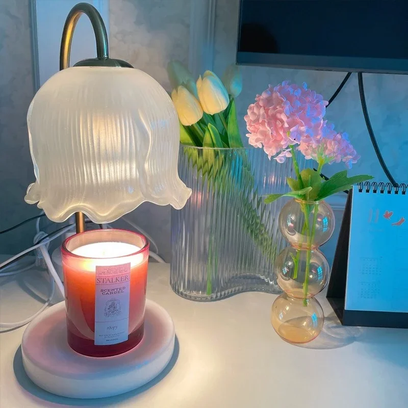 

Candle Warmer Lamp with Marble Base Crystal Lamp Shade Fragrance Top-Down Wax Melting Lamp for Home Bedroom