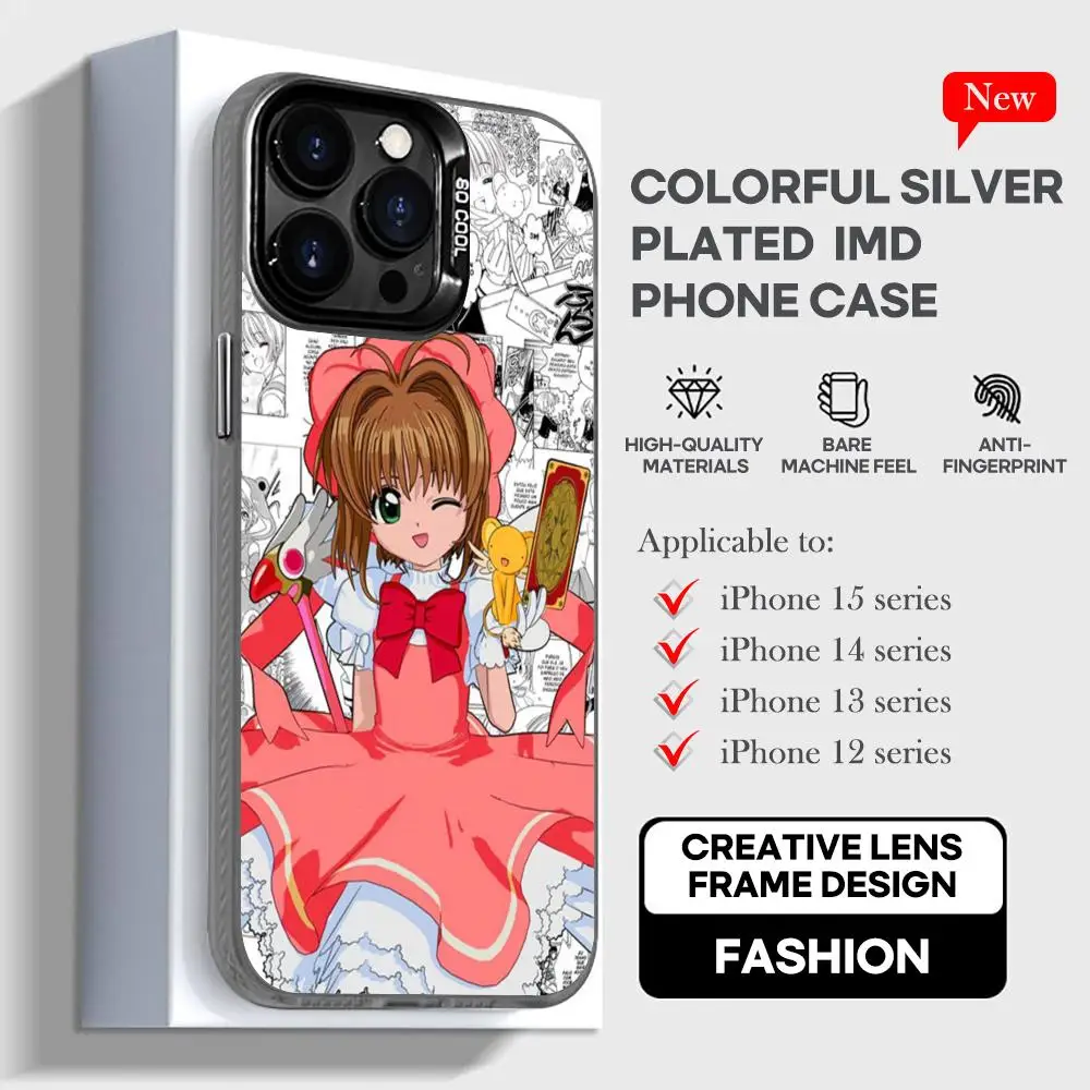 Card Captor Sakura Phone Case black IMD Colorful Silver Suitable soft case for iPhone 16 15 14 13 12 11 XS Pro Max