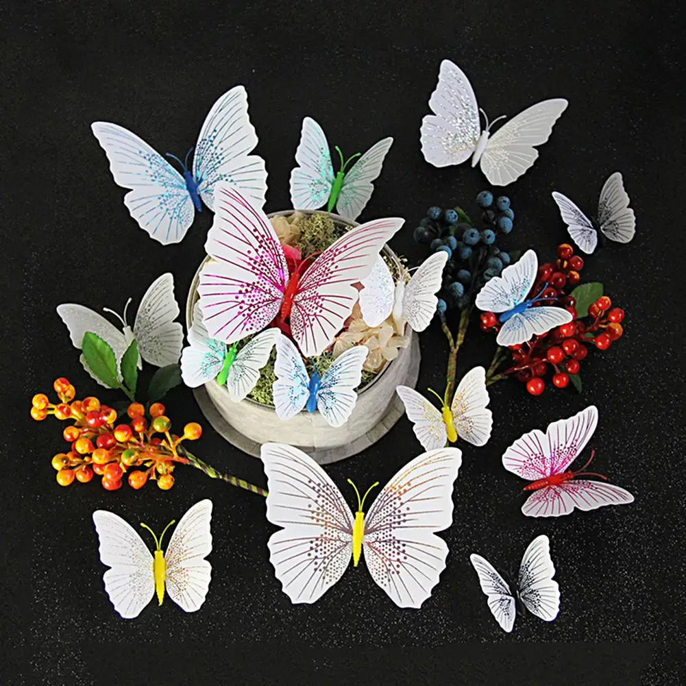 12Pcs 3D Butterfly Wall Stickers Home Room Decor Butterflies For Wedding Decoration Magnet Fridge Decals Waterproof Wall Paster