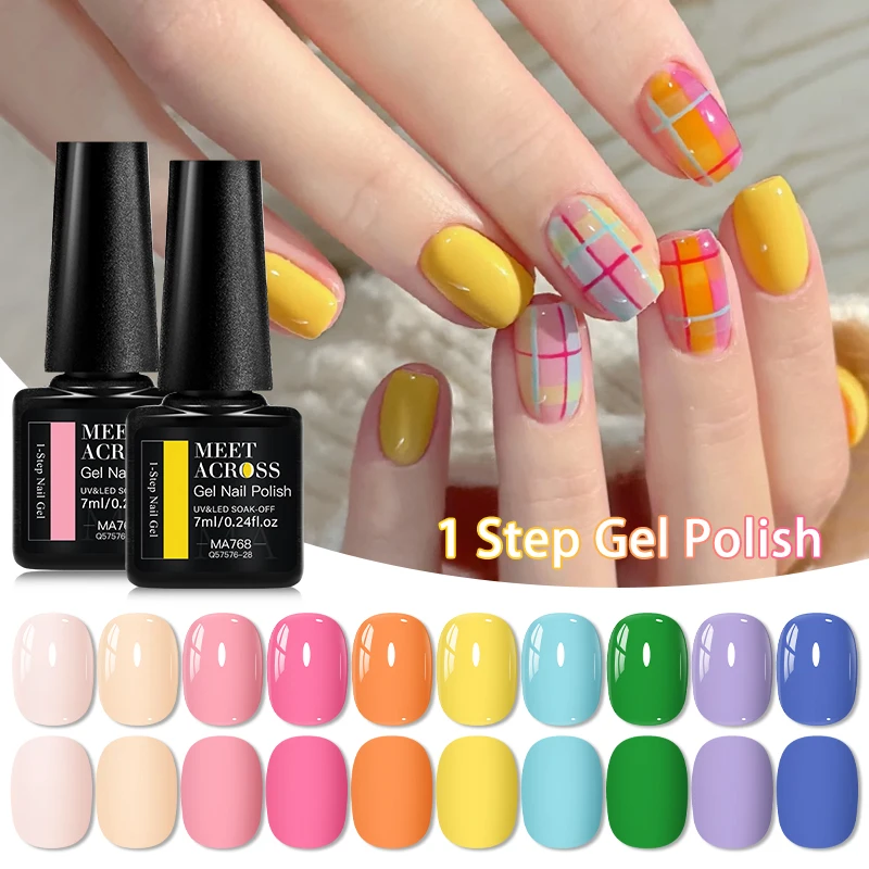 يجتمع عبر 1-خطوة هلام البولندية 12 مللي بريق مسمار الصيف عارية الوردي الأزرق الأصفر هلام طلاء الأظافر 3 في 1 لا حاجة قاعدة هلام معطف فوقي