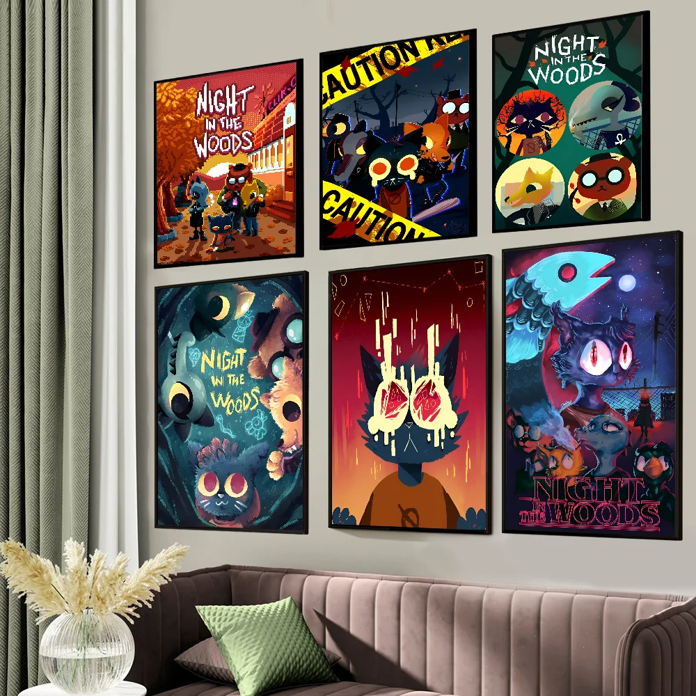 Night in the Woods Classic Anime Classic Vintage Posters Waterproof Paper Sticker Coffee House Bar Home Decor