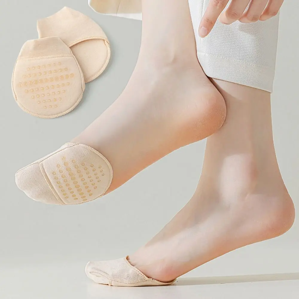 1 Pair New Silicon Half Feet Socks Breathable Soft Half Palm Foot Pad Anti-slip Cotton High Heels Socks