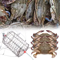Stainless Steel Crab Catching Tool Steel Wire Lure Trap 8 Laps Crab Fishing Cages Fish Cage Feeder Crab Trap Catching Tool
