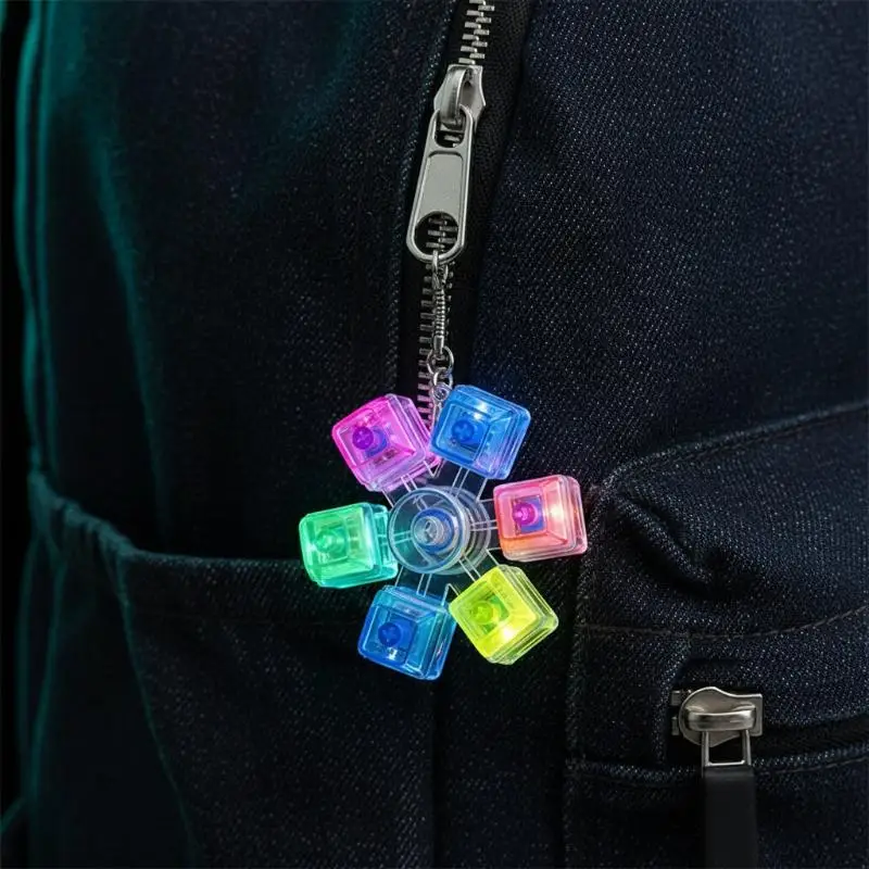Creative Lighted Keycap Keychain Colorful Mechanical Pendant Stress Relief Bag Accessory for Students Gift