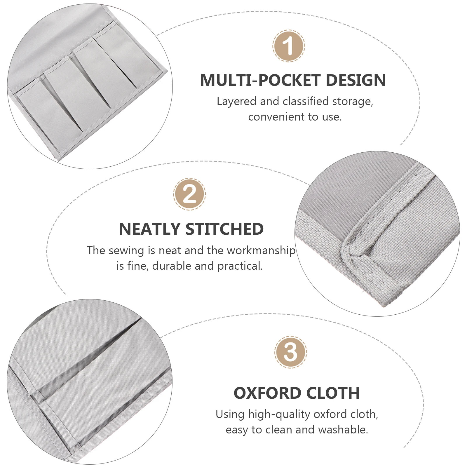 

1pc Bedside Storage Bag Couch Chair Armrest Oxford Cloth Multi Pocket Organizer Fabric Hanging Pouch For Office Home