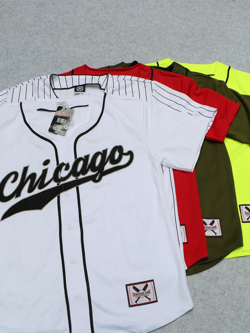 American Retro Baseball Jersey Short Sleeve T-Shirt Men Women Street Hip Hop Letter Embroidery Sports Top Quick Dry Shirt