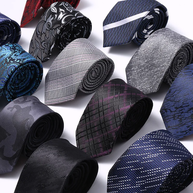 Luxury Skinny 6CM Mens Necktie Ties For Man Striped Plaid Floral Solid Jacquard Ascot Business Party Neck Tie Accssories