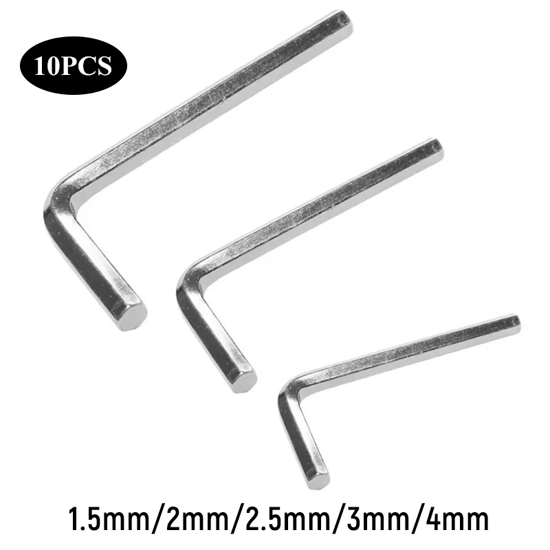 10Pcs L Hex Hexagon Key Allen Wrench 1.5mm 2mm 2.5mm 3mm 4mm L Hand Repair Allen Metric Flat Head Repair Tool Set Home Hand Tool