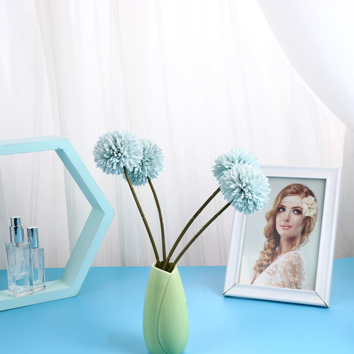 

6Pcs Artificial Dandelion Flowers Simulation Decor Light Blue Ideal Wedding Home Garden Relaxing Silk Flowers Artificial Plant