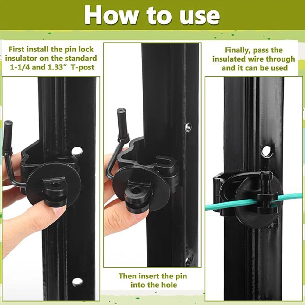 T Post Pin Lock Z Pin Lock Insulator ينطبق على 1-1 4 أعمدة يحمل سلكًا معزولًا بإحكام للتربية 20*15*10 سنتيمتر