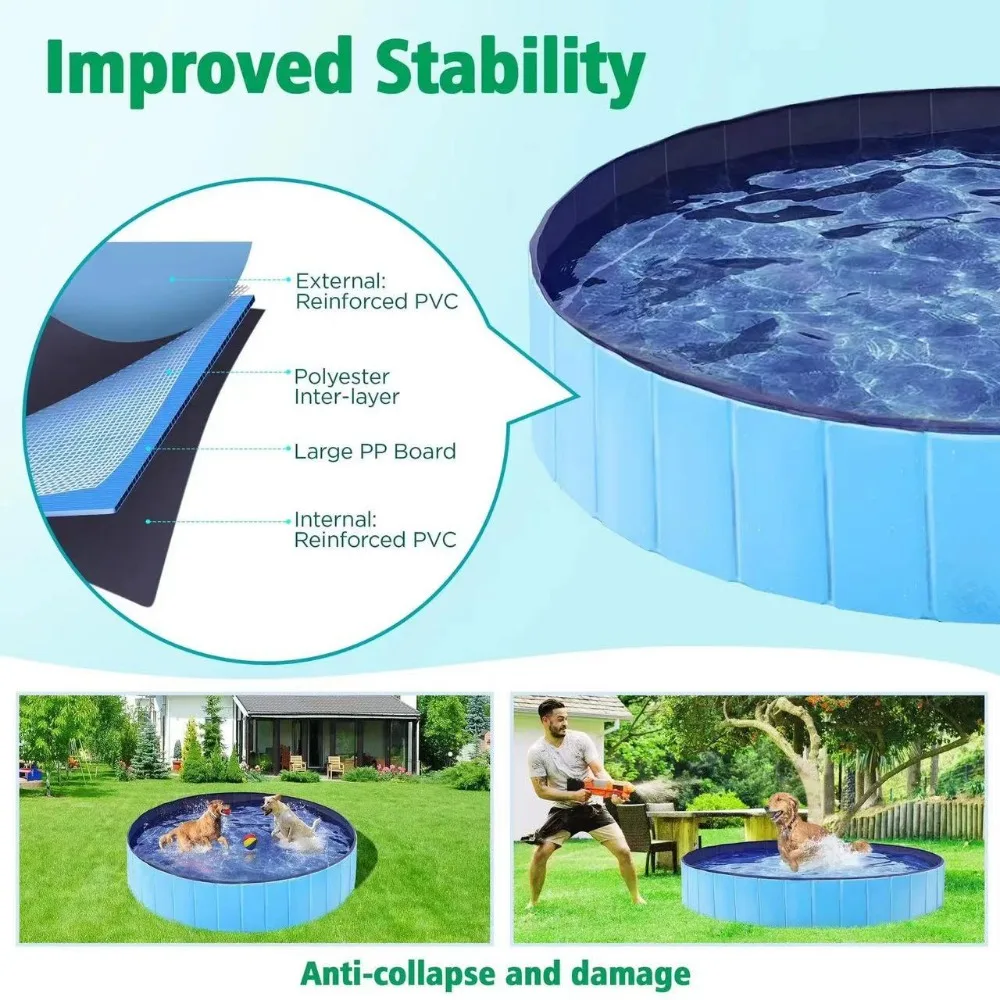 Dog Swimming Pool,Foldable Pet Bath Tub,Collapsible Pet Shower Tub,Pet Cleaning Accessory,Durable PVC Swimming Pool For Dog