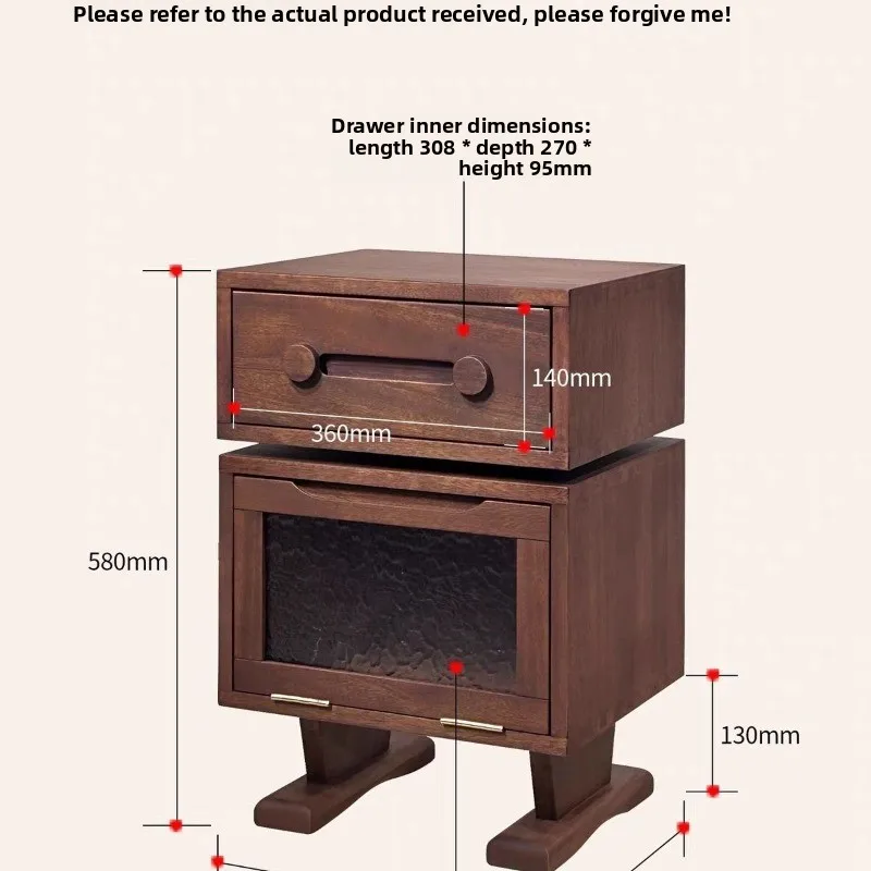 Walnut all-solid wood robot small vertical cabinet, creative side cabinet in living room, new bedside table for storage bedroom