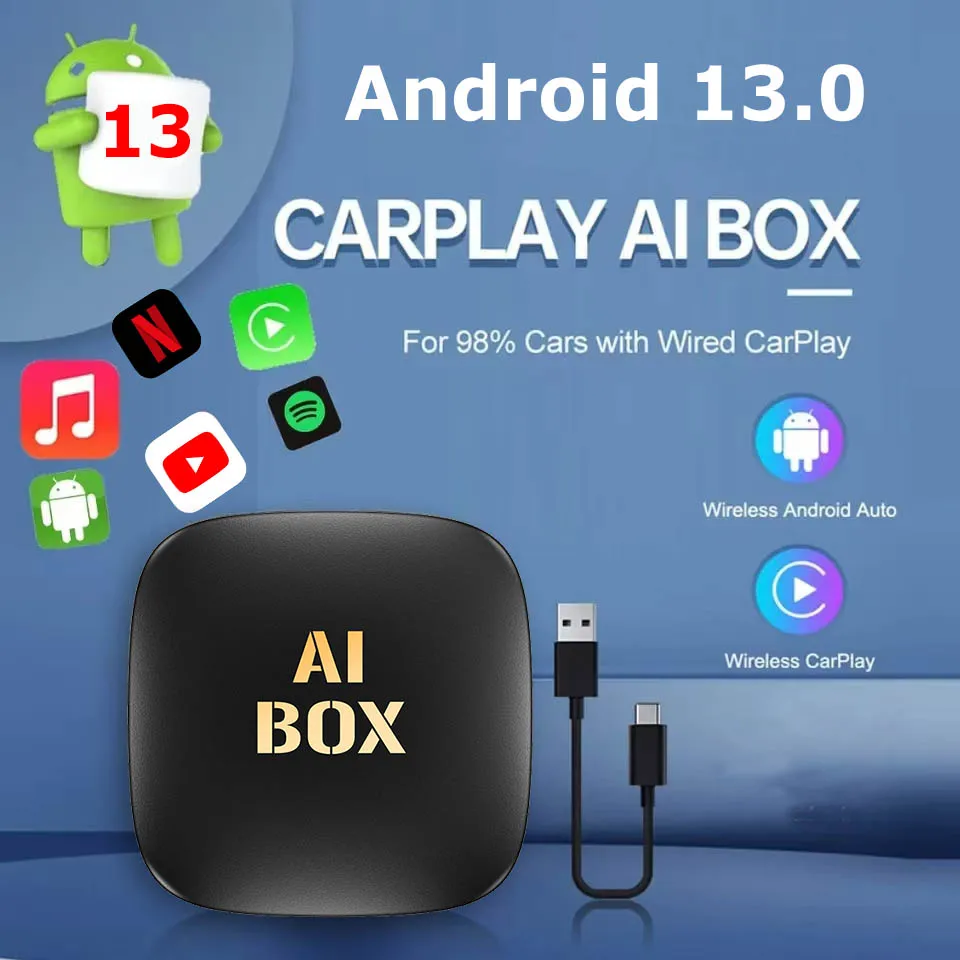 

Android 13 Car Intelligent Systems CarPlay Ai Box Wireless CarPlay Android Auto Adapter Built-in Play Store For Netflix YouTube