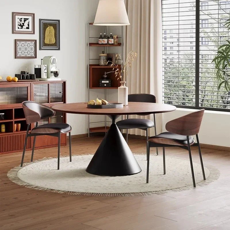 Francia retro tömör faipari Futam Asztal Antik stílusú Forgólemez napló Északi haza dining tables Dió színben esstisch dining Asztal