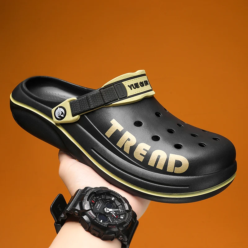 

Original Summer Men Sandals Light EVA Men's Casual Hole Shoes Clogs Lovers Mules Garden Outdoor Male Beach Flat Slippers