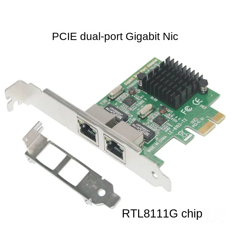 

PCIE Dual Port Gigabit Network Card RTL8111G Chip 10/100/1000Mbps Network Speed for Convergence of Soft Routing Servers