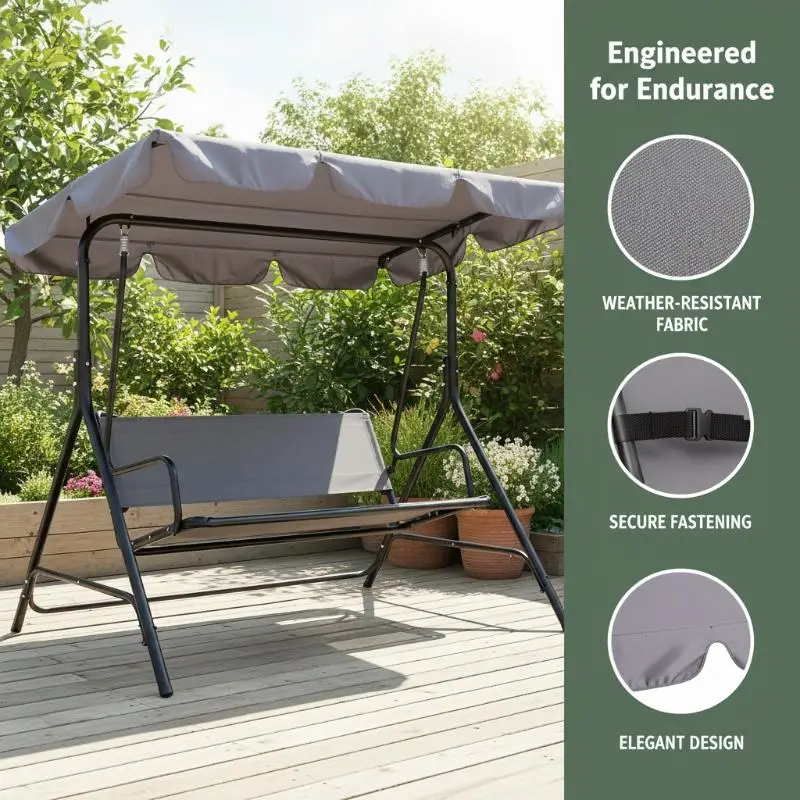 Porch Swing Seat Canopy Waterproof Windproof Anti-UV Garden Furniture Cover Swing Chair Awning For Garden Outdoor Patio