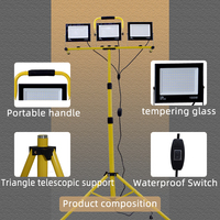 300W three Head 30000 Lumen Work Lights Waterproof flood light with Adjustable Metal Stitching Tripod